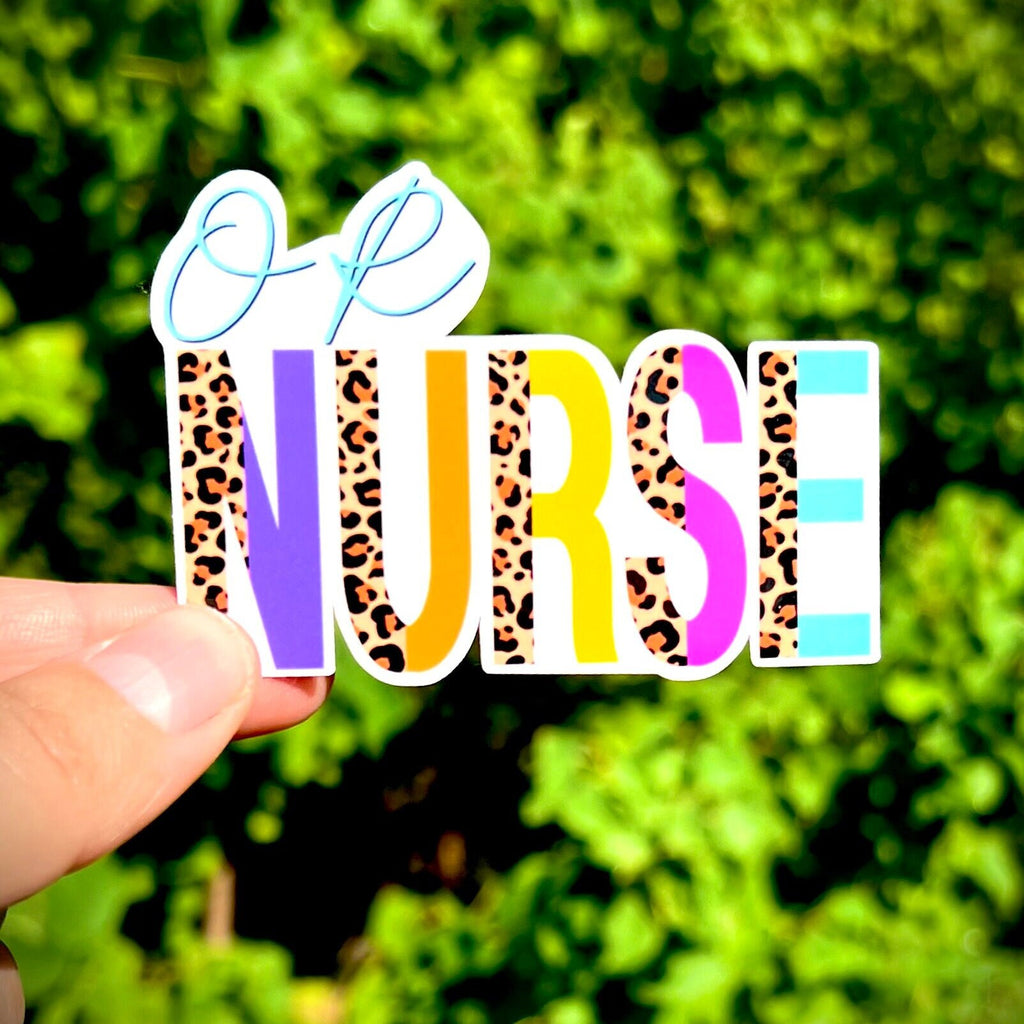 OR Nurse Cheetah Print Vinyl Sticker: Waterproof Laptop Decal