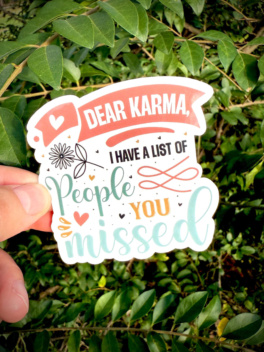 Funny Karma Sticker: Pastel Floral Vinyl Decal for Laptop, Water Bottle