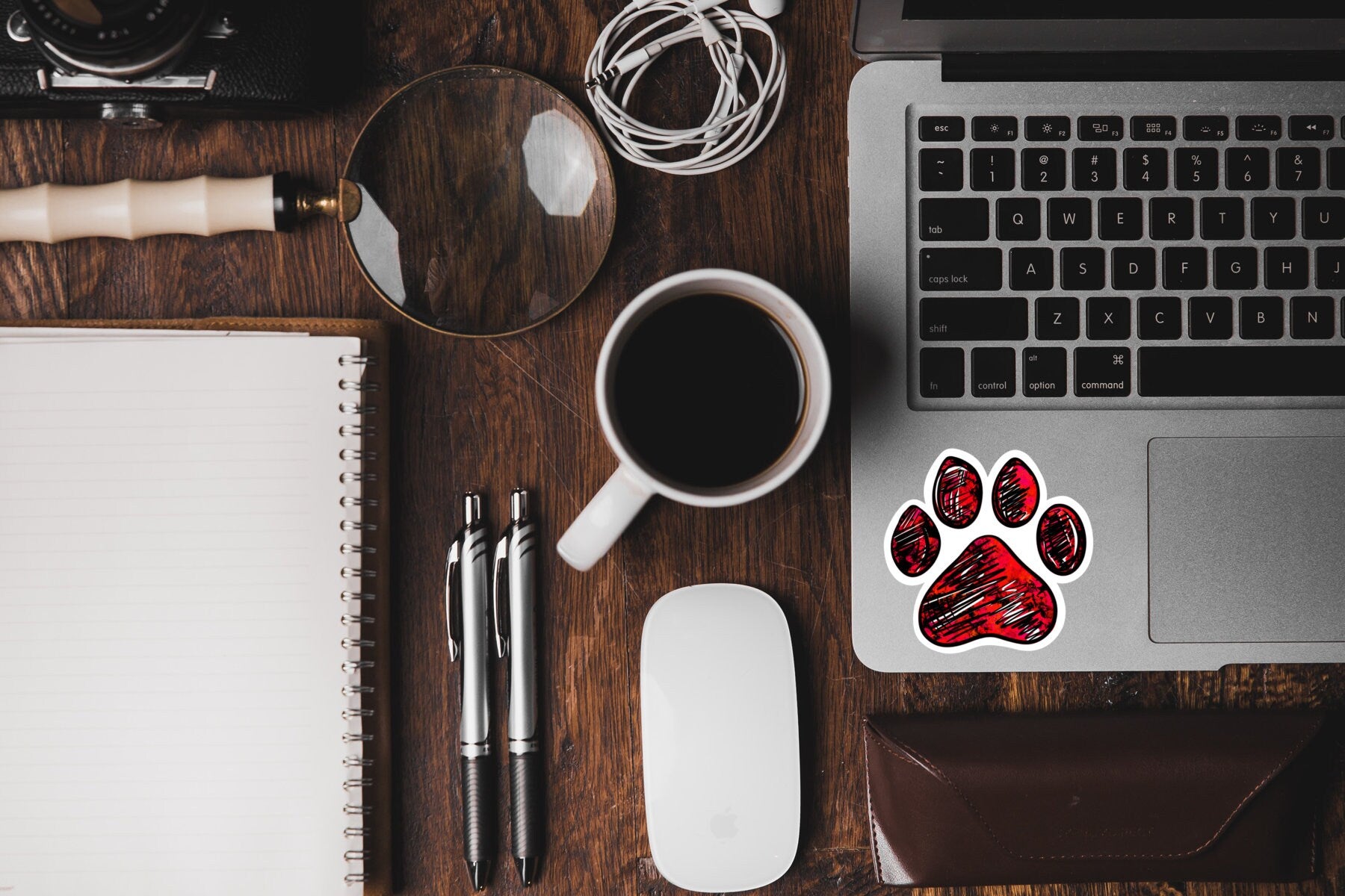 Red paw print sticker - waterproof vinyl decal for laptops, notebooks, tumblers, and more