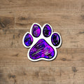 Paw print sticker in purple - waterproof vinyl decal for laptops, notebooks, tumblers, and more