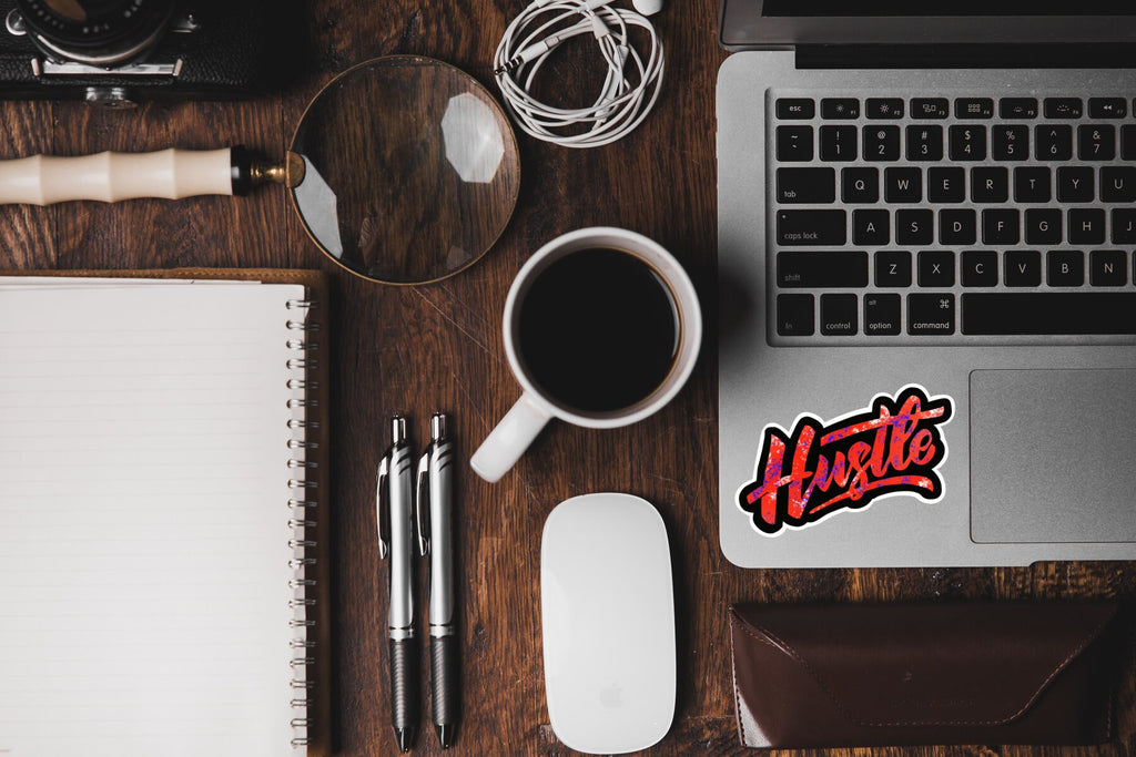 Motivational Hustle Sticker - Waterproof vinyl decal for laptops, mirrors, tumblers, and more