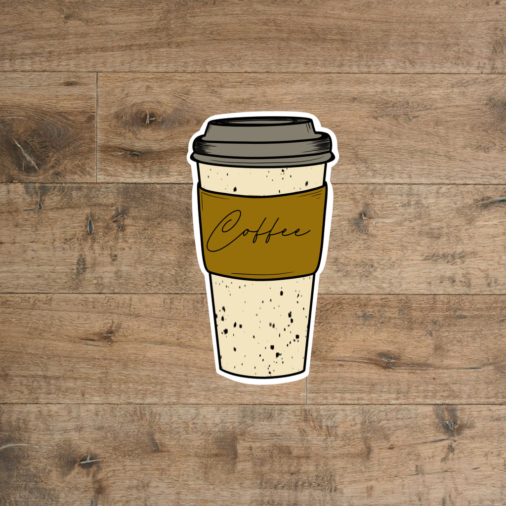 Coffee cup vinyl sticker - waterproof vinyl decal for laptops, mirrors, tumblers, and more