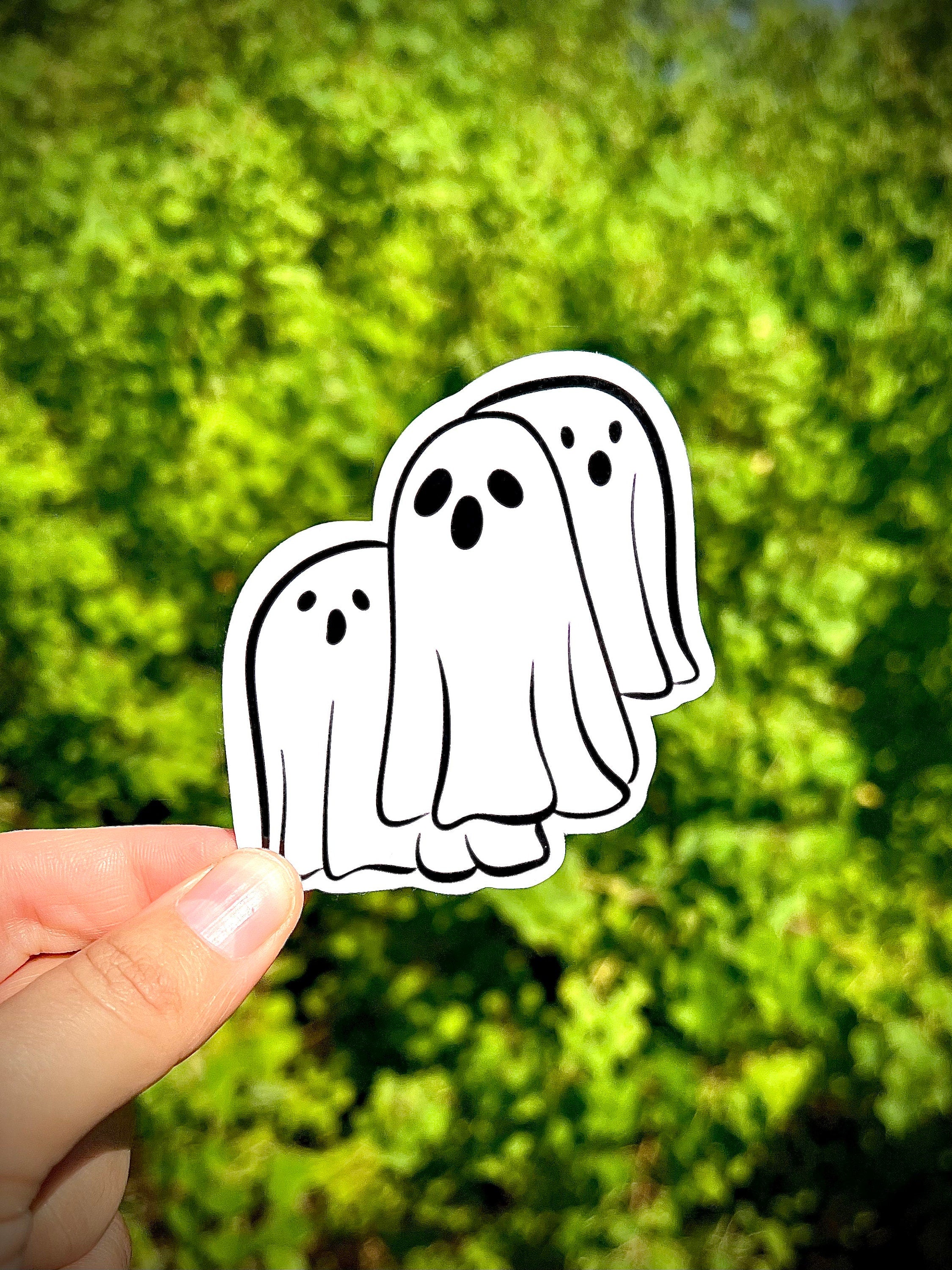 Three ghost sticker - waterproof vinyl decal for laptops, tumblers, notebooks, and water bottles