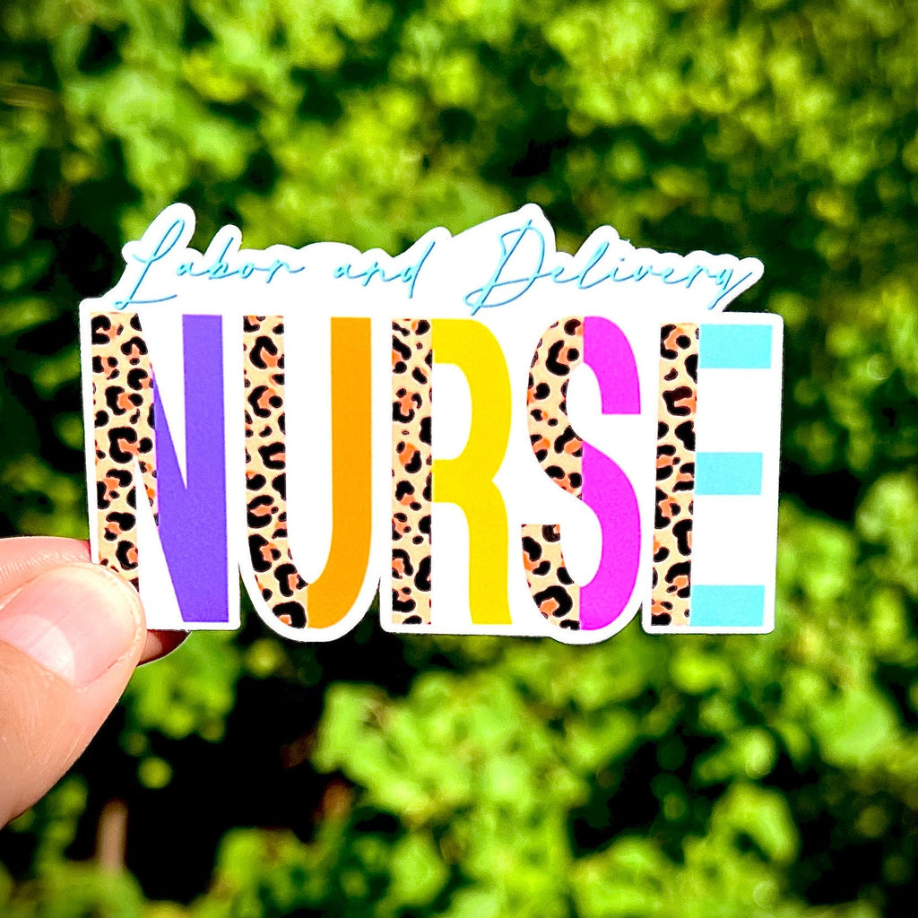 Labor & Delivery Nurse Cheetah Print Sticker: Waterproof Laptop Decal