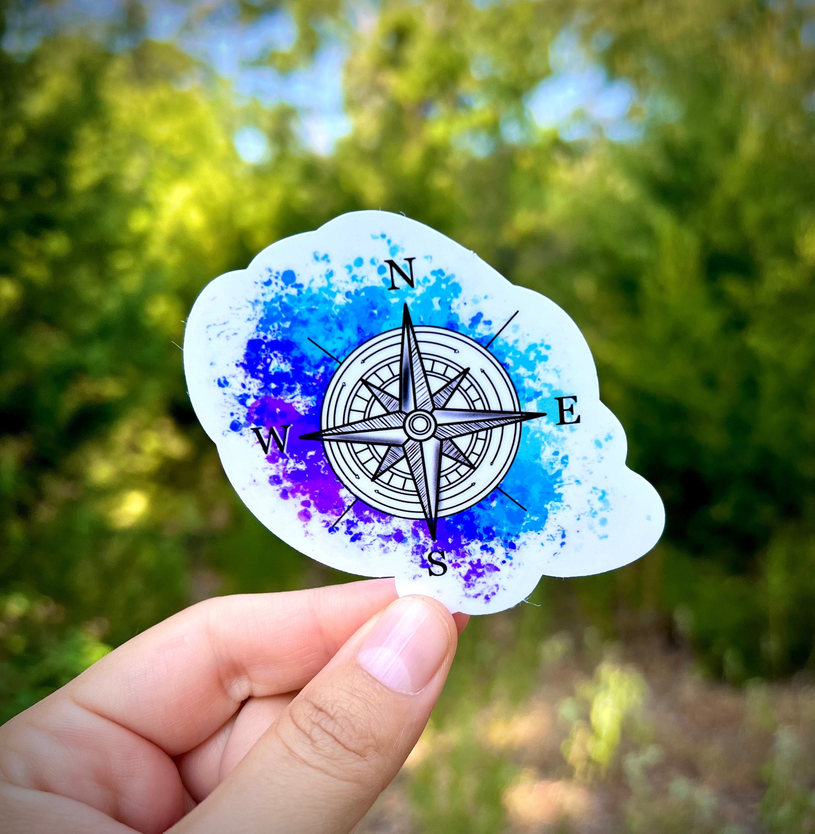 Compass vinyl sticker - waterproof decal for laptops, notebooks, tumblers, and more