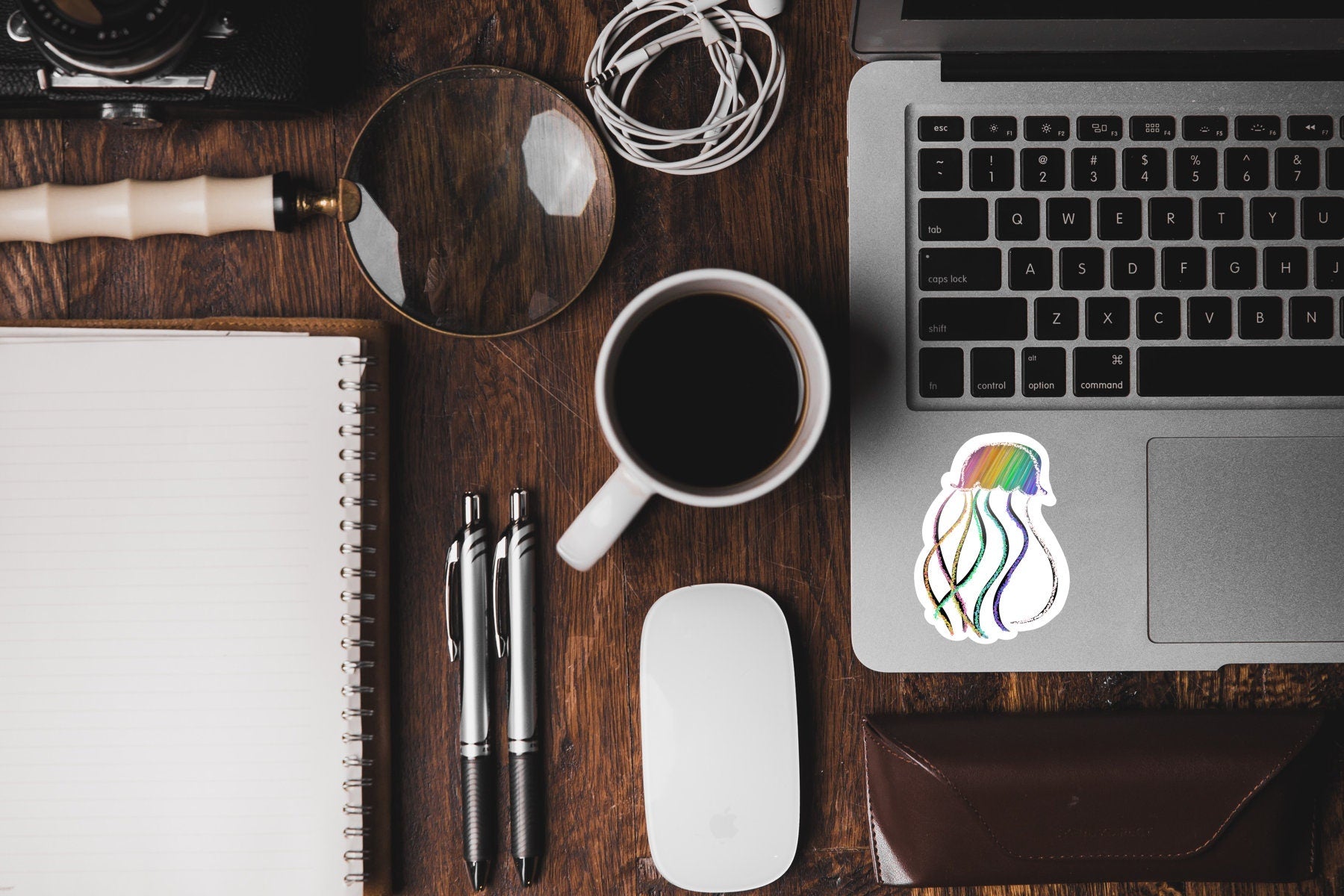 Rainbow jelly fish sticker - waterproof vinyl decal for laptops, tumblers, notebooks and more