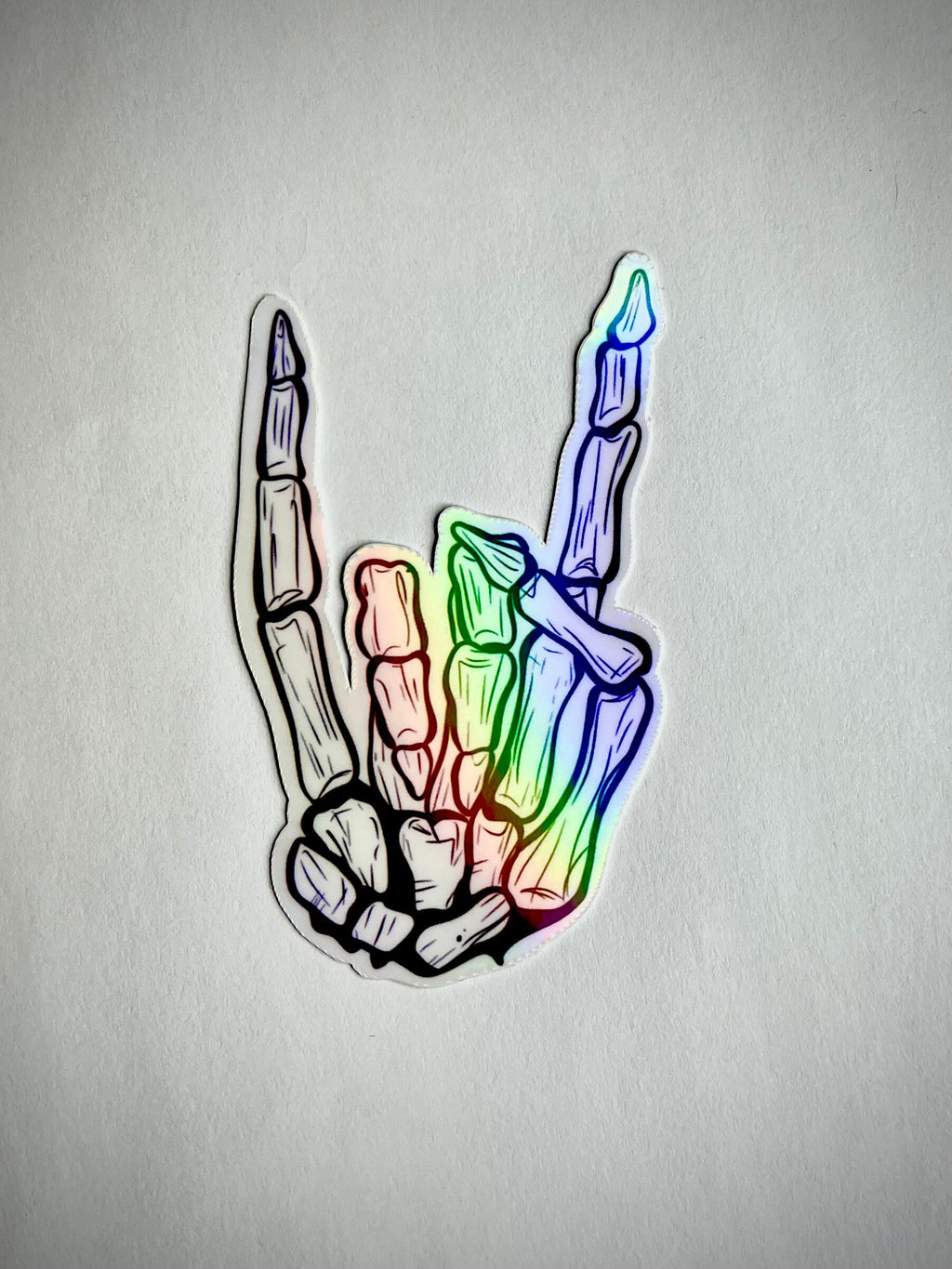 Rock on skeleton sticker - waterproof vinyl decal for laptops, mirrors, tumblers, and more