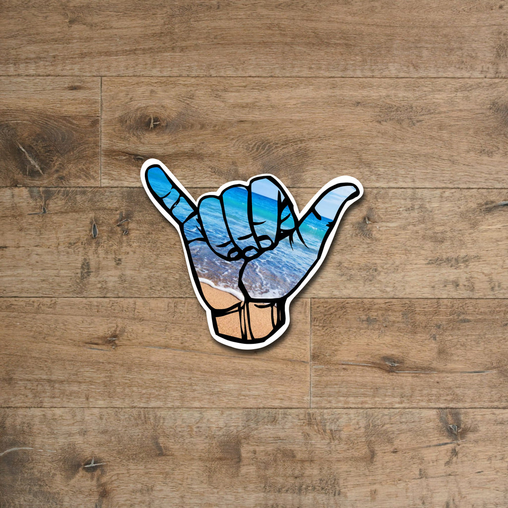 Hang loose ocean sticker - vinyl waterproof decal for tumblers, laptops, mirrors, and more