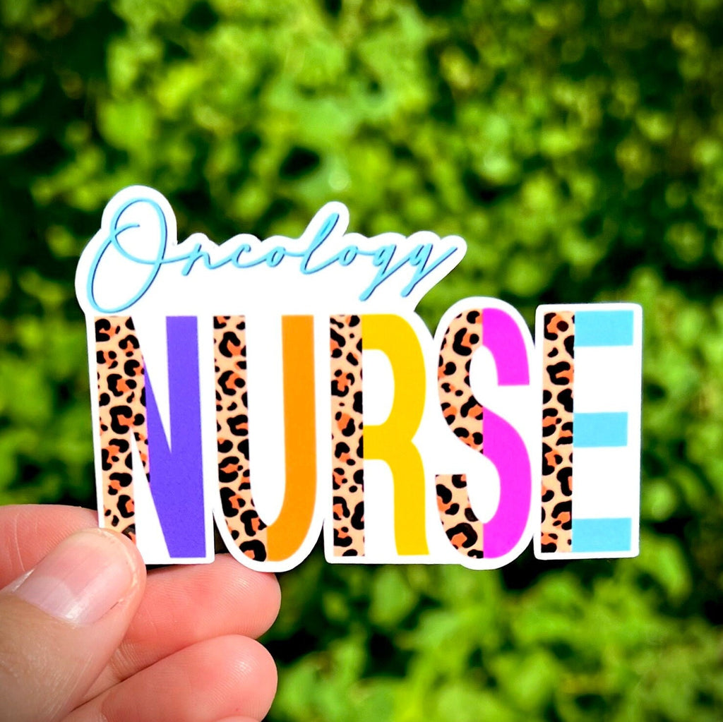 Oncology Nurse Cheetah Print Waterproof Vinyl Sticker