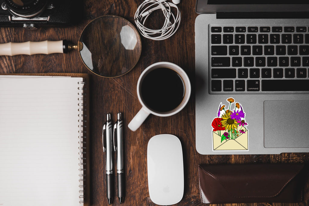 Wild flowers envelope sticker - waterproof vinyl decal for laptops, mirrors, tumblers, and more