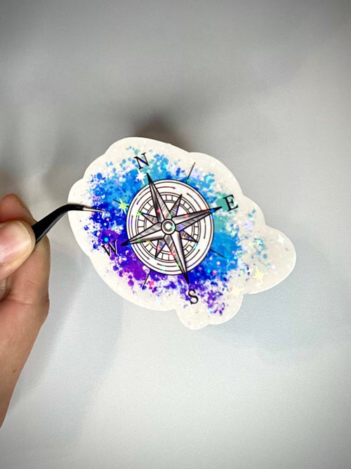 Compass vinyl sticker - waterproof decal for laptops, notebooks, tumblers, and more