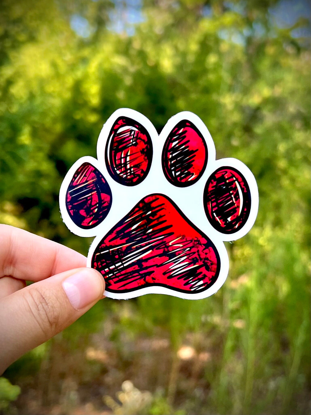 Red paw print sticker - waterproof vinyl decal for laptops, notebooks, tumblers, and more
