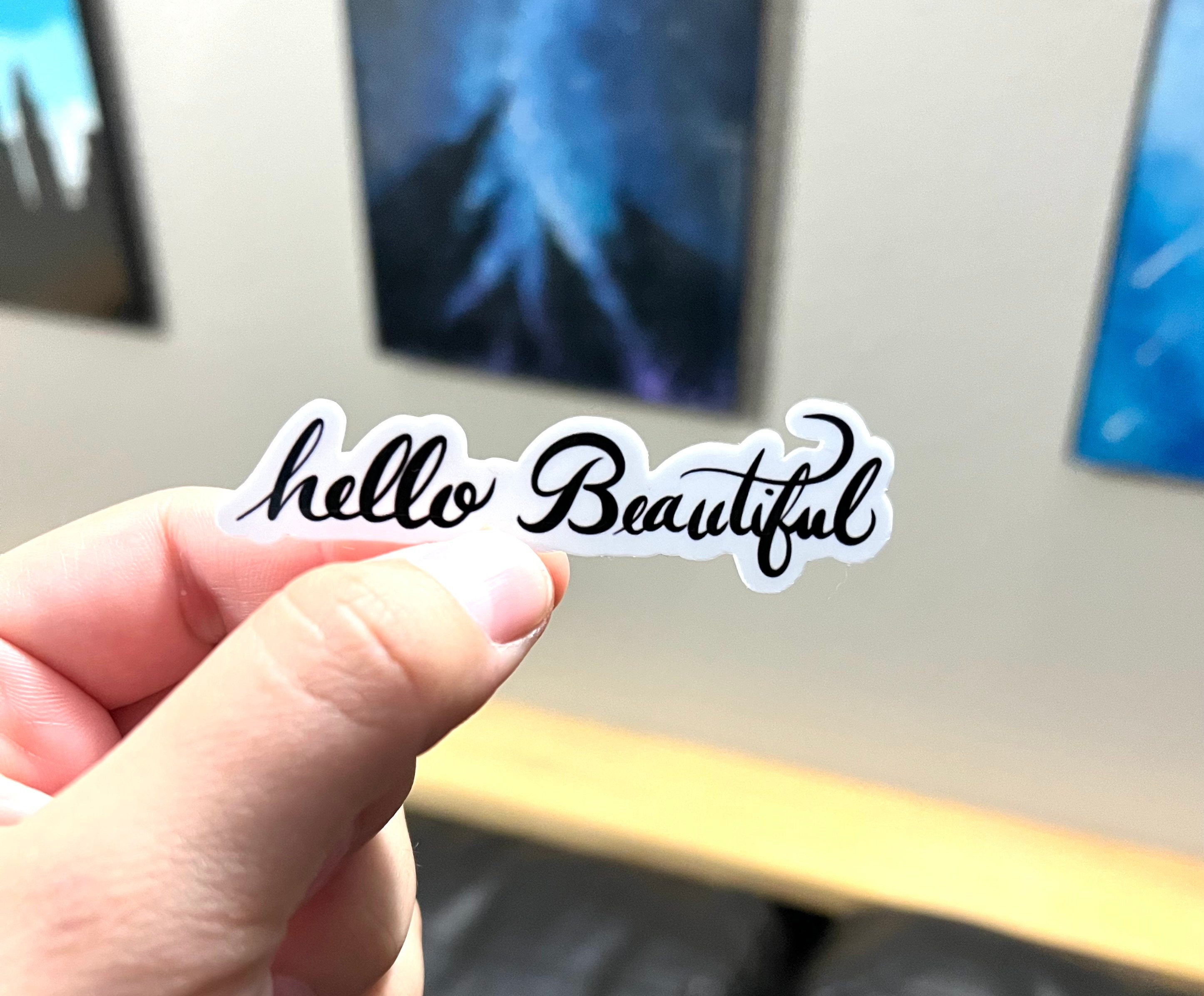 Hello beautiful sticker design