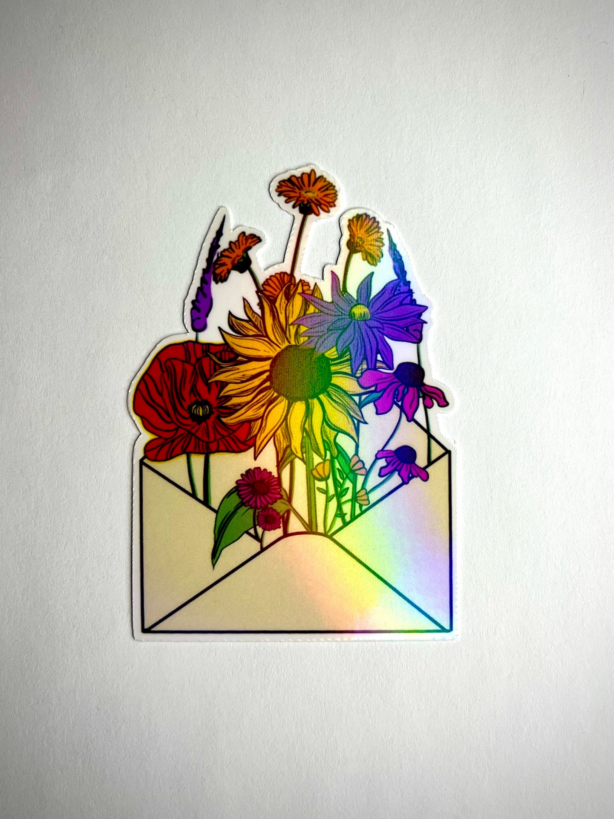 Wild flowers envelope sticker - waterproof vinyl decal for laptops, mirrors, tumblers, and more