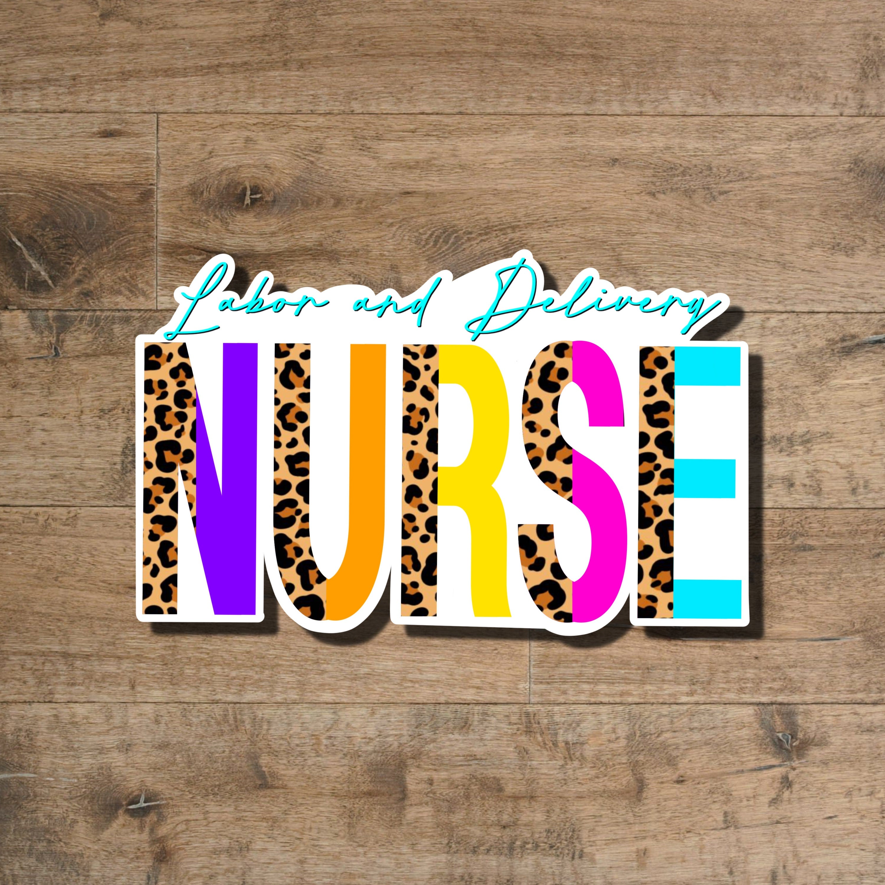 Labor & Delivery Nurse Cheetah Print Sticker: Waterproof Laptop Decal