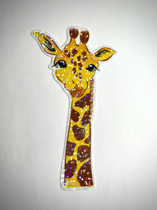 Cartoon giraffe vinyl sticker - waterproof decal for laptops, notebooks, tumblers, and more