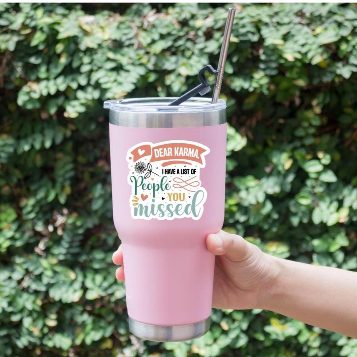 Funny Karma Sticker: Pastel Floral Vinyl Decal for Laptop, Water Bottle