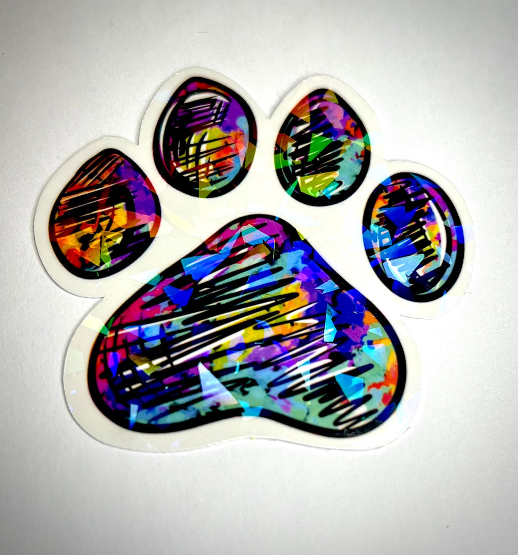 Abstract Paw Print Sticker: Waterproof Vinyl Decal, Pet Lover Gift