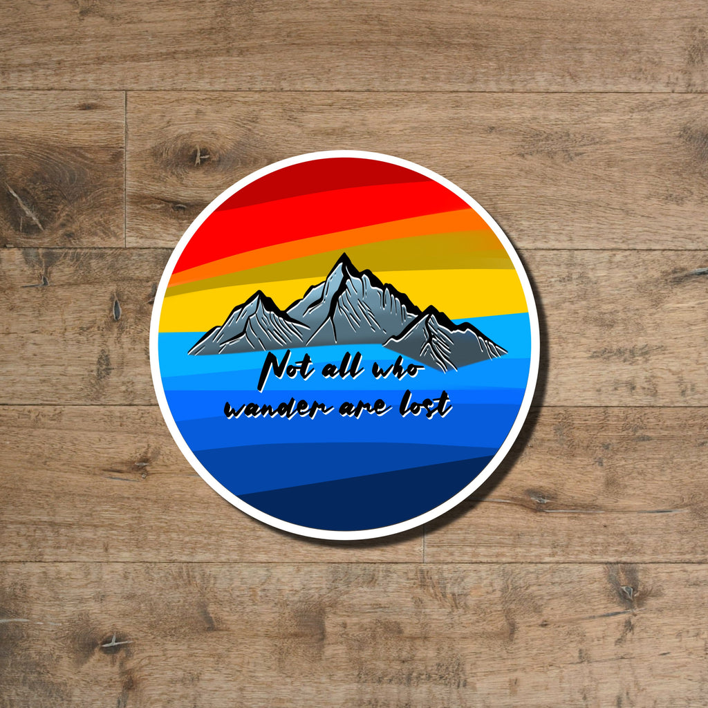 Mountain wanderlust sticker - waterproof vinyl decal for laptops, notebooks, tumblers, and more
