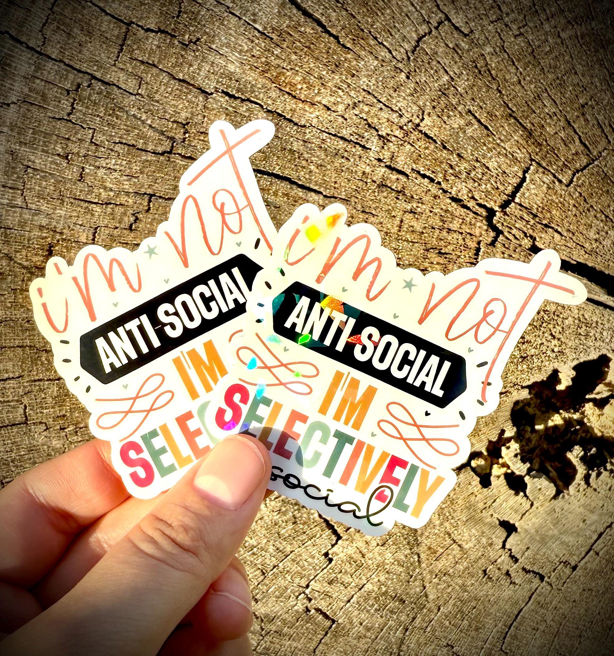 Funny Introvert Vinyl Sticker: I'm Selectively Social, Waterproof Decal