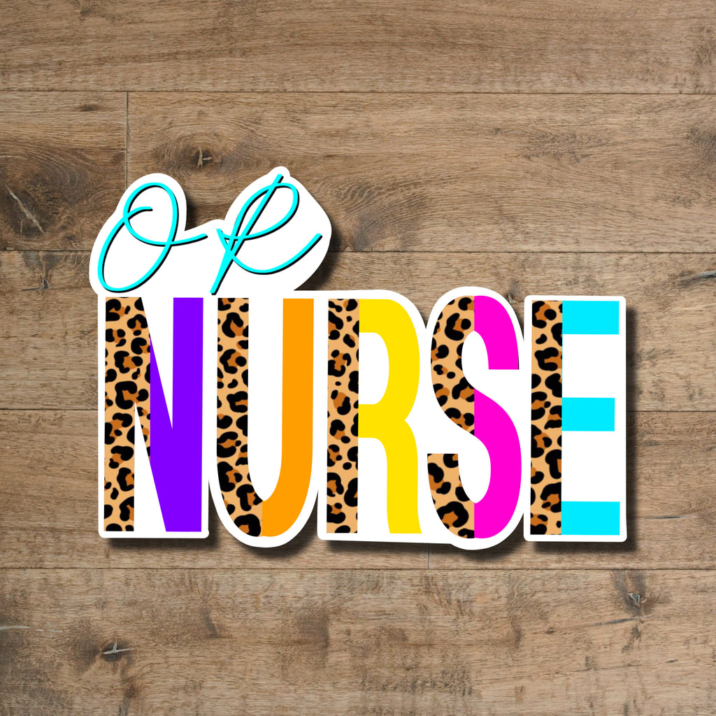OR Nurse Cheetah Print Vinyl Sticker: Waterproof Laptop Decal
