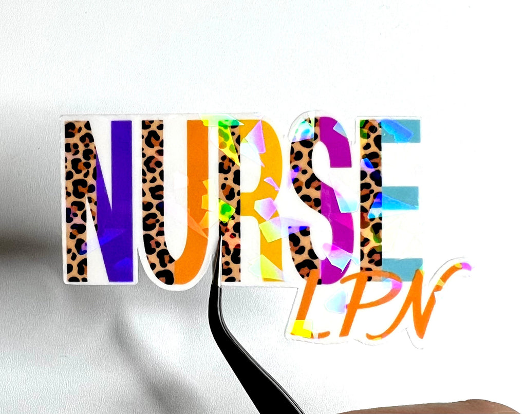 Nurse LPN Cheetah Print Sticker: Waterproof Laptop Decal