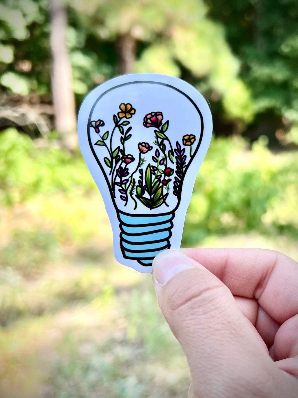 Floral lightbulb sticker - waterproof vinyl decal for notebooks, laptops, tumblers, and more