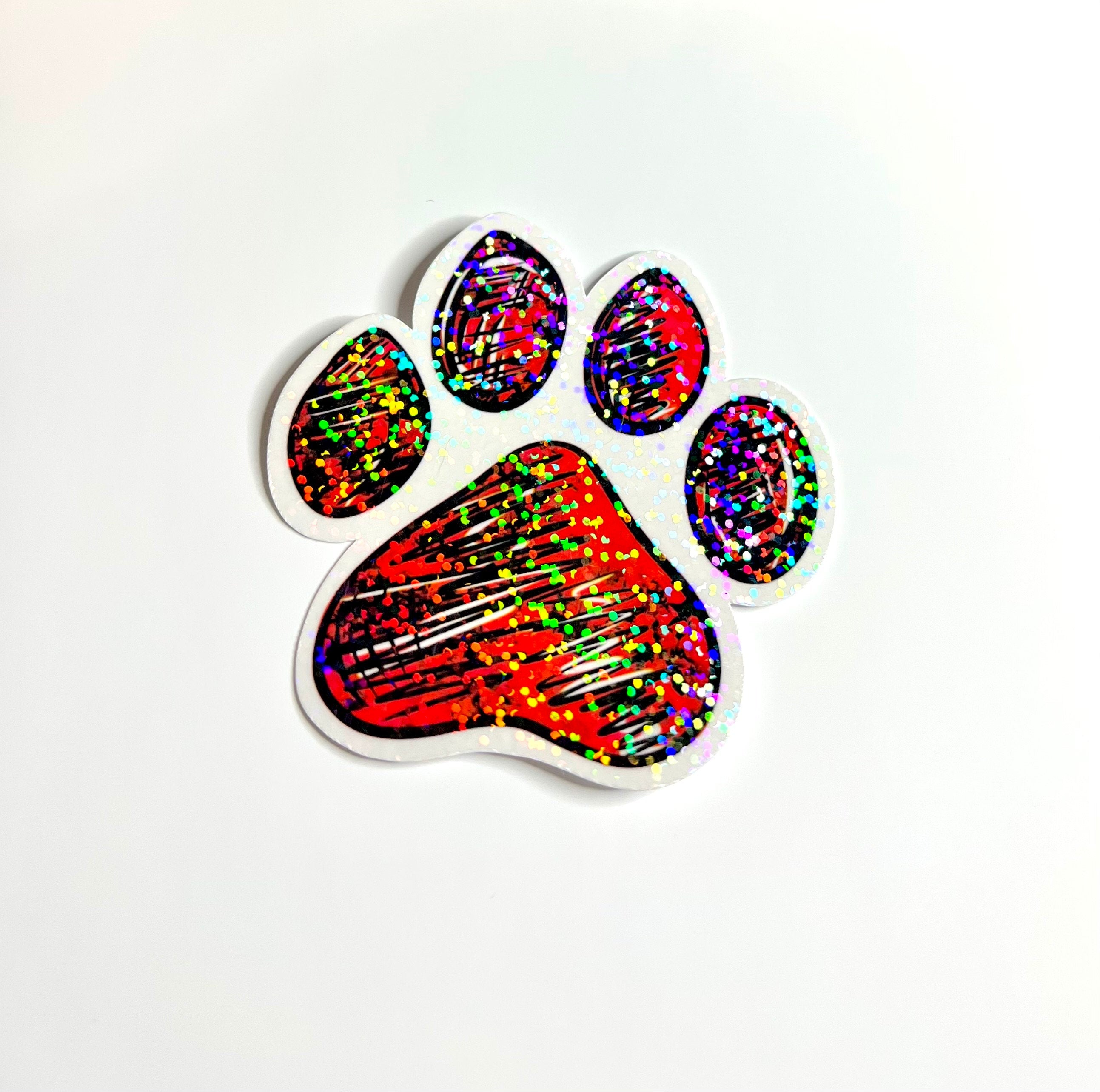 Red paw print sticker - waterproof vinyl decal for laptops, notebooks, tumblers, and more