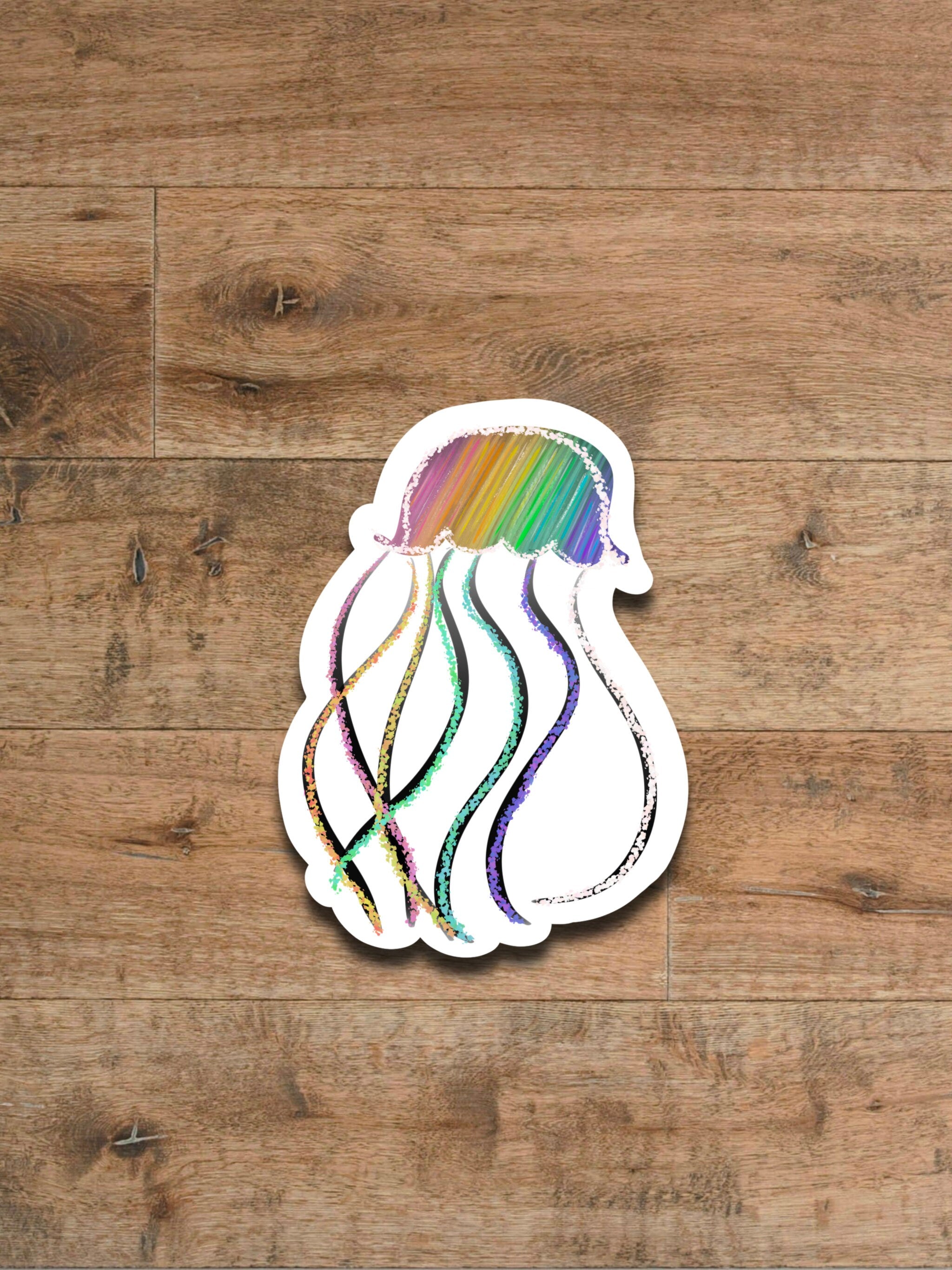 Rainbow jelly fish sticker - waterproof vinyl decal for laptops, tumblers, notebooks and more