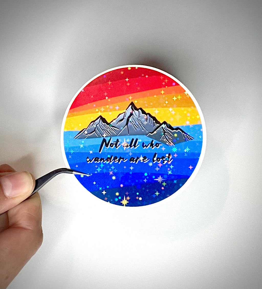 Mountain wanderlust sticker - waterproof vinyl decal for laptops, notebooks, tumblers, and more