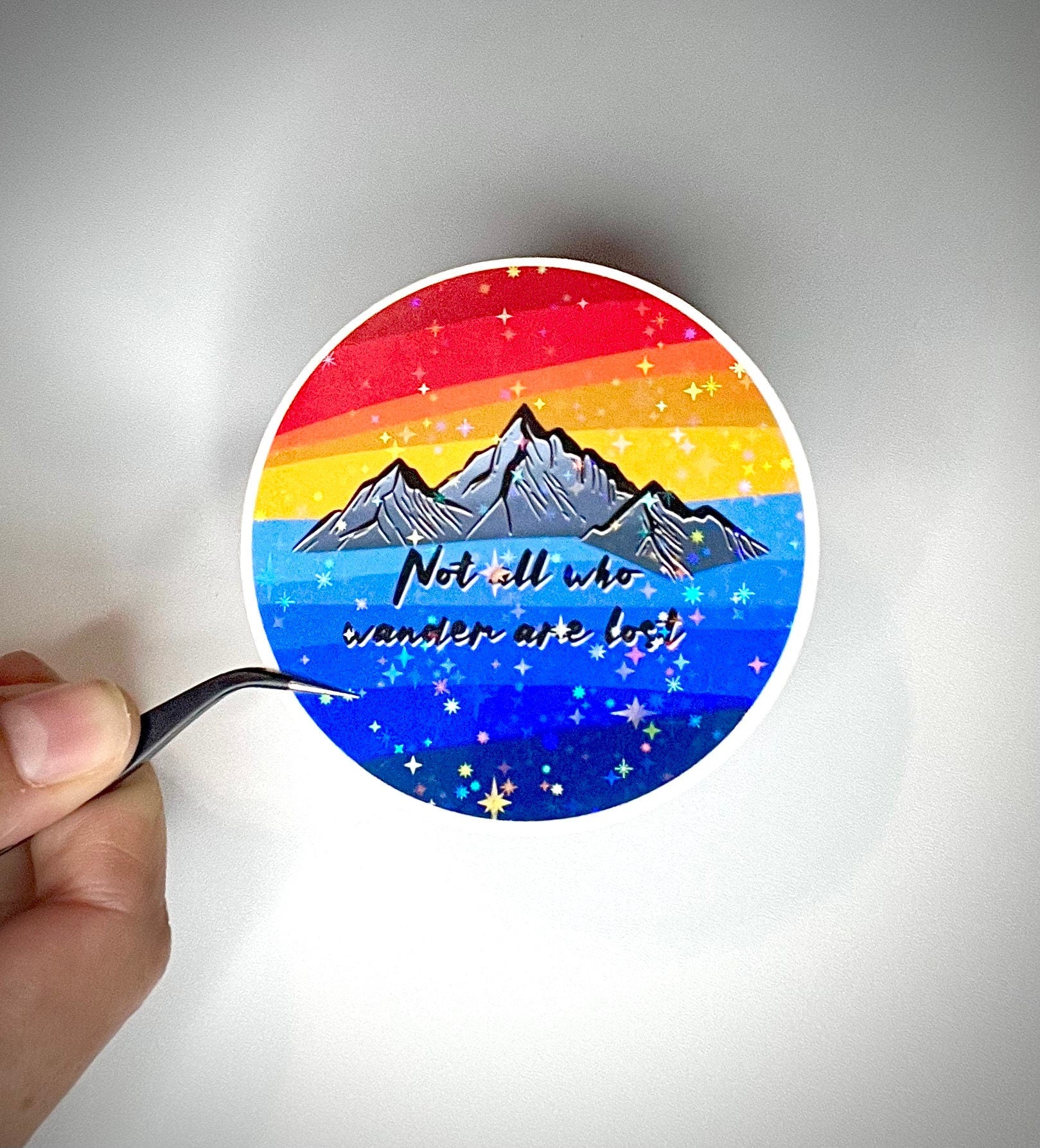 Mountain wanderlust sticker - waterproof vinyl decal for laptops, notebooks, tumblers, and more