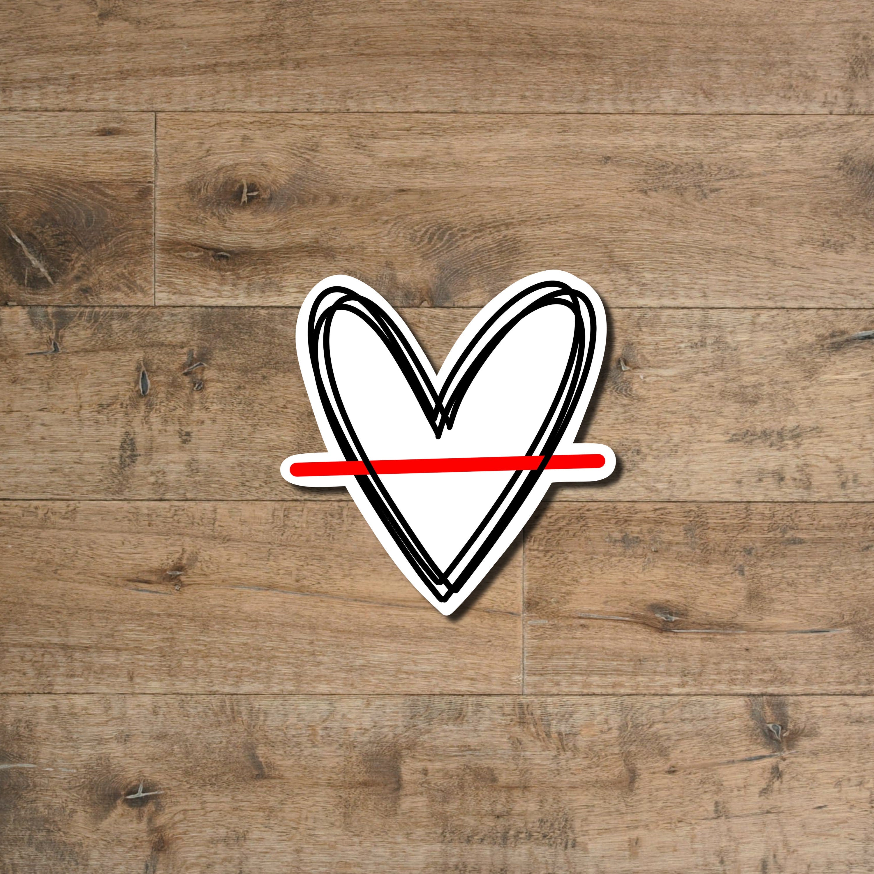Firefighter Support Heart Sticker - Waterproof Vinyl Decal