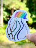Rainbow jelly fish sticker - waterproof vinyl decal for laptops, tumblers, notebooks and more