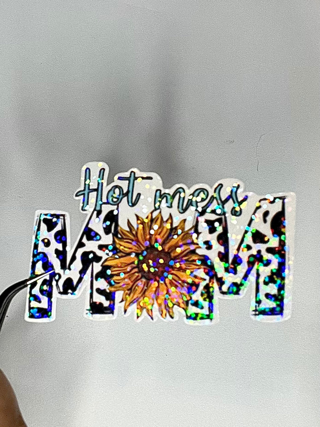 Hot mess mom sticker - waterproof decal for laptops, water bottles, tumblers, mirrors, and more