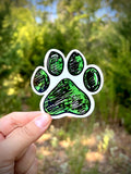 Paw print sticker in green - waterproof vinyl decal for laptops, notebooks, tumblers, and more