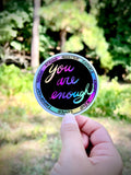 You are enough sticker, empowering rainbow affirmations, waterproof