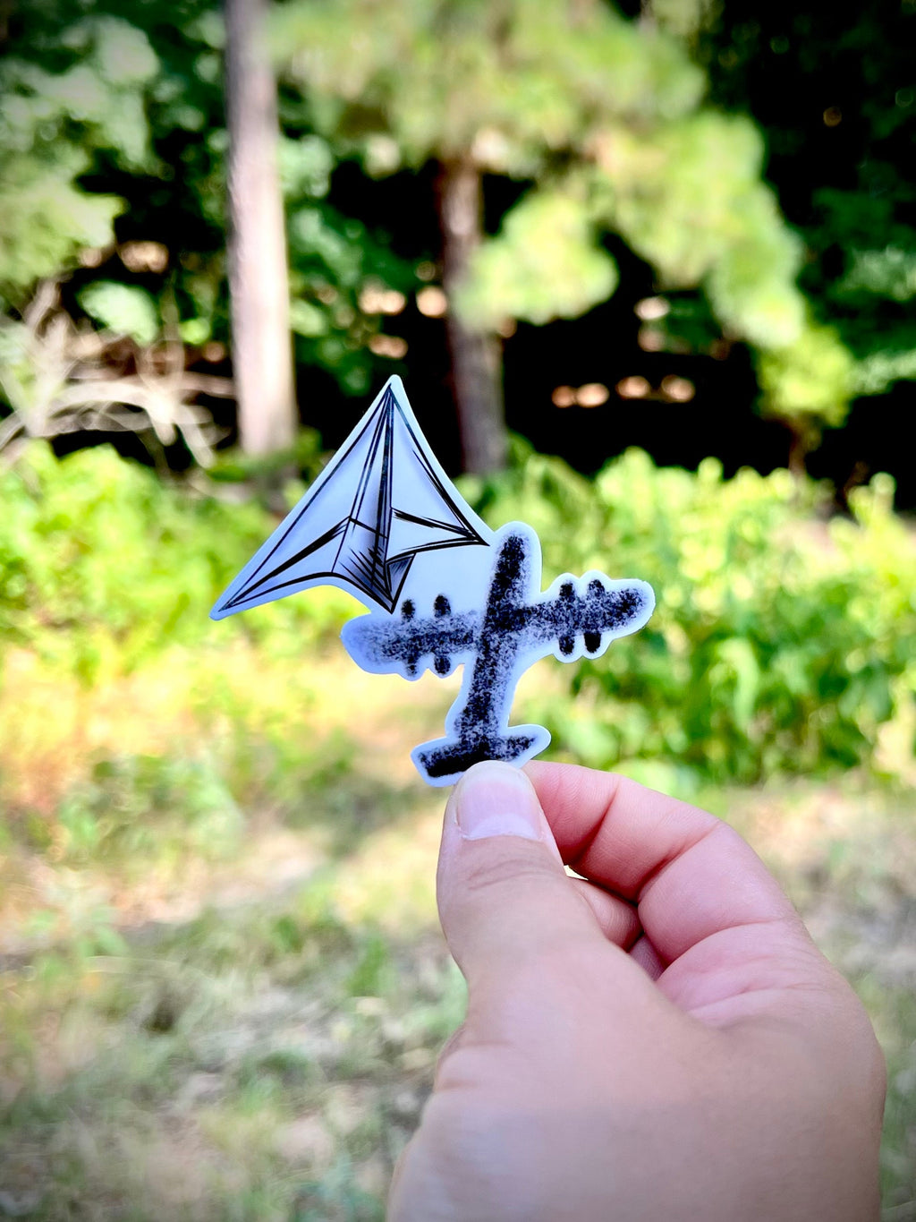 Paper airplane vinyl sticker with real plane shadow waterproof and dishwasher safe 3 inches