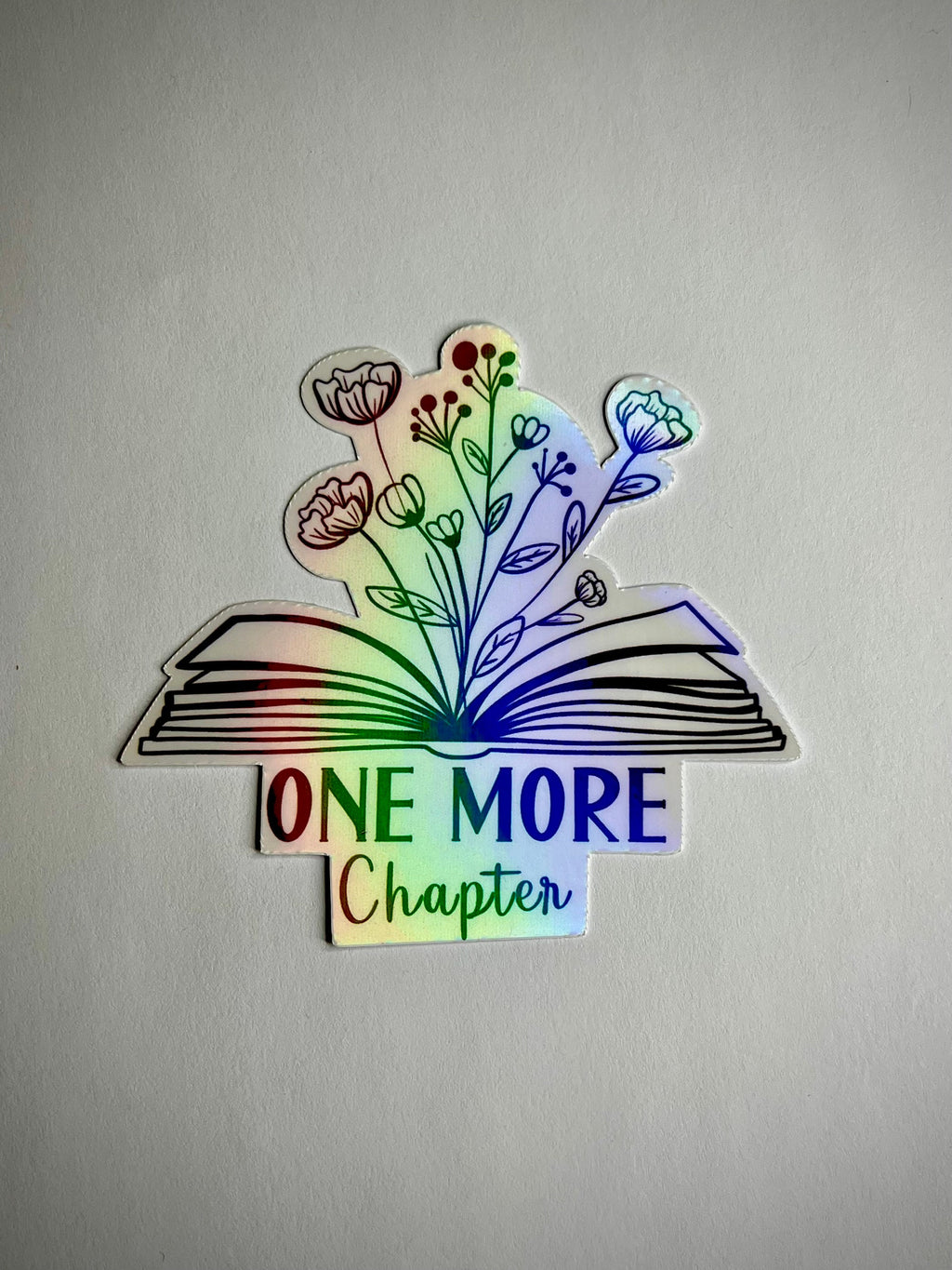 Floral Book Lover Sticker: 'One More Chapter' Waterproof Decal