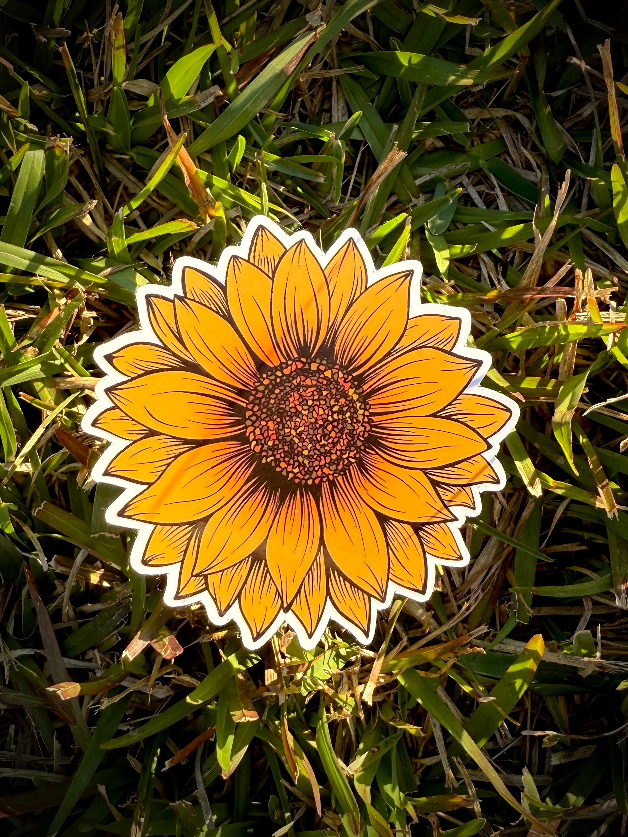 Sunflower Vinyl Sticker | Cute Floral Decal | Waterproof Car Laptop Sticker | Aesthetic Nature Sticker | Gift for Plant Lovers