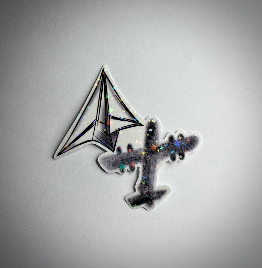 Paper airplane vinyl sticker with real plane shadow waterproof and dishwasher safe 3 inches