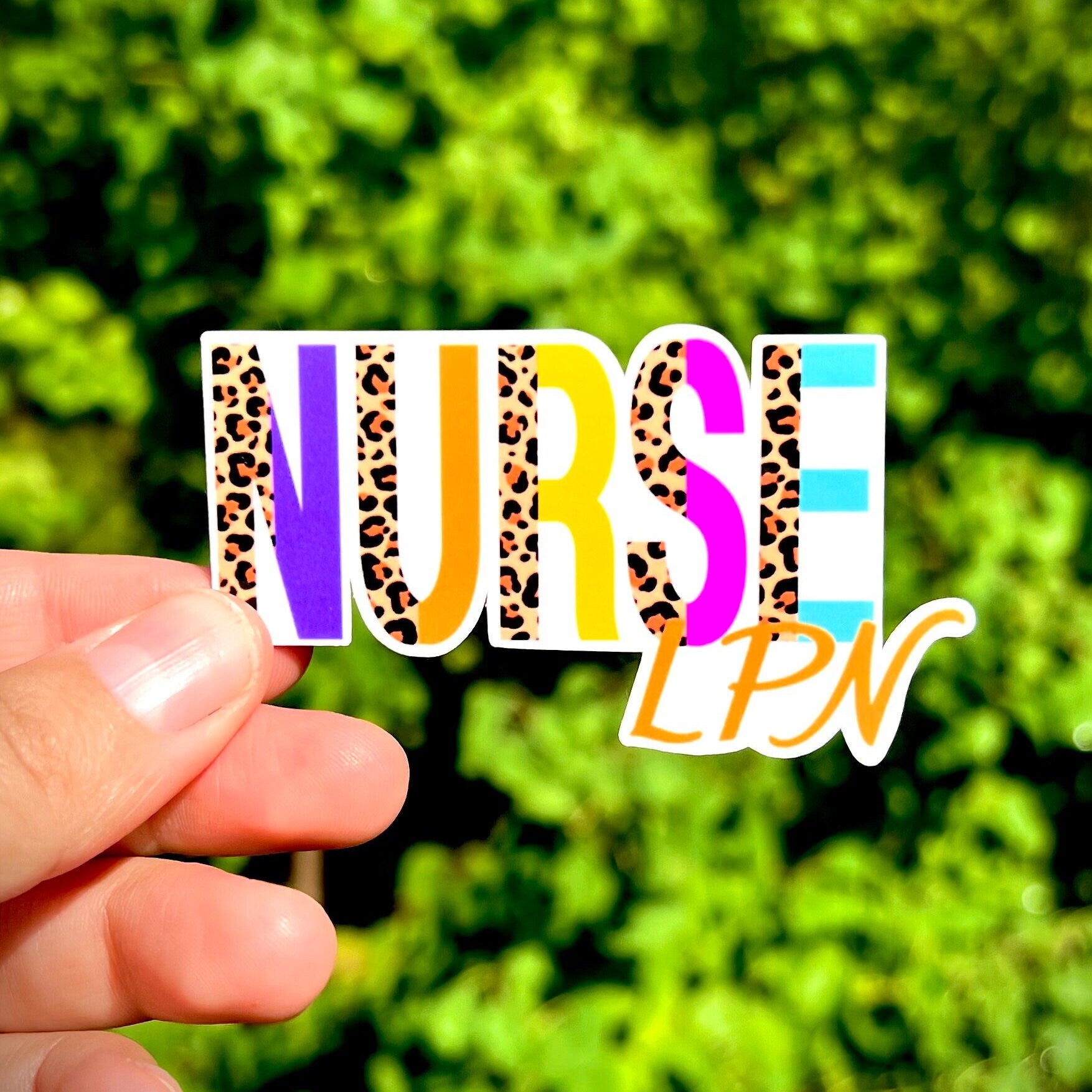 Nurse LPN Cheetah Print Sticker: Waterproof Laptop Decal