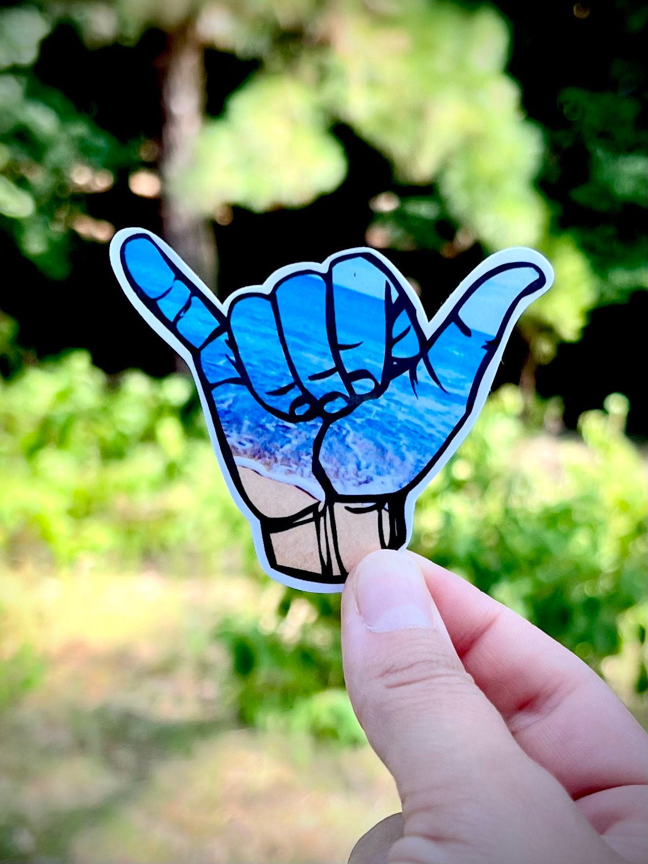 Hang loose ocean sticker - vinyl waterproof decal for tumblers, laptops, mirrors, and more