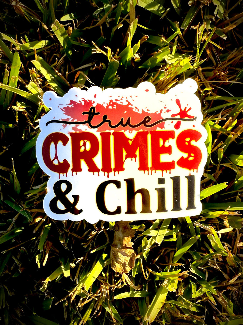 True Crimes and Chill - Vinyl Waterproof Sticker