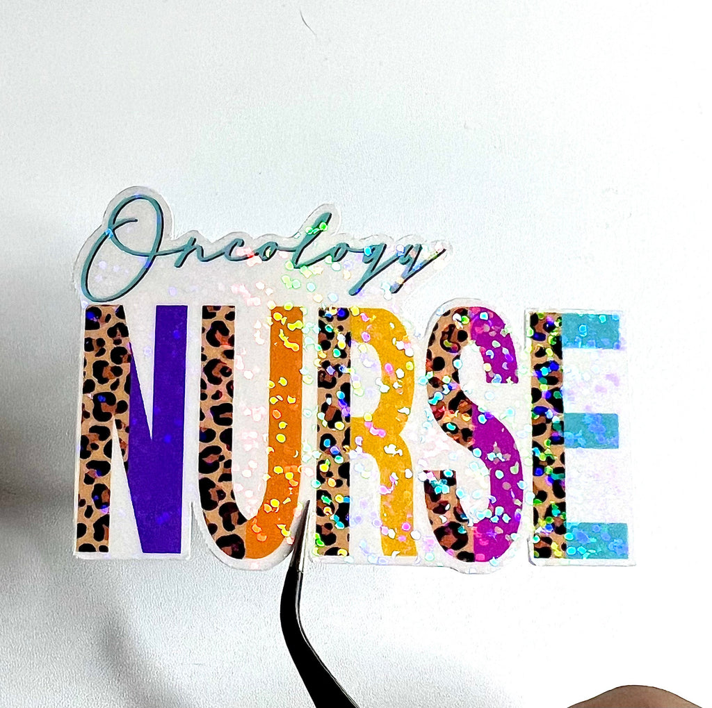 Oncology Nurse Cheetah Print Waterproof Vinyl Sticker