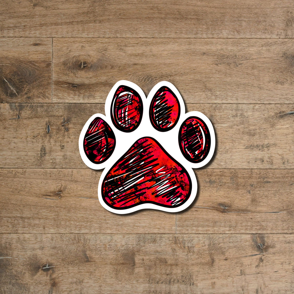 Red paw print sticker - waterproof vinyl decal for laptops, notebooks, tumblers, and more