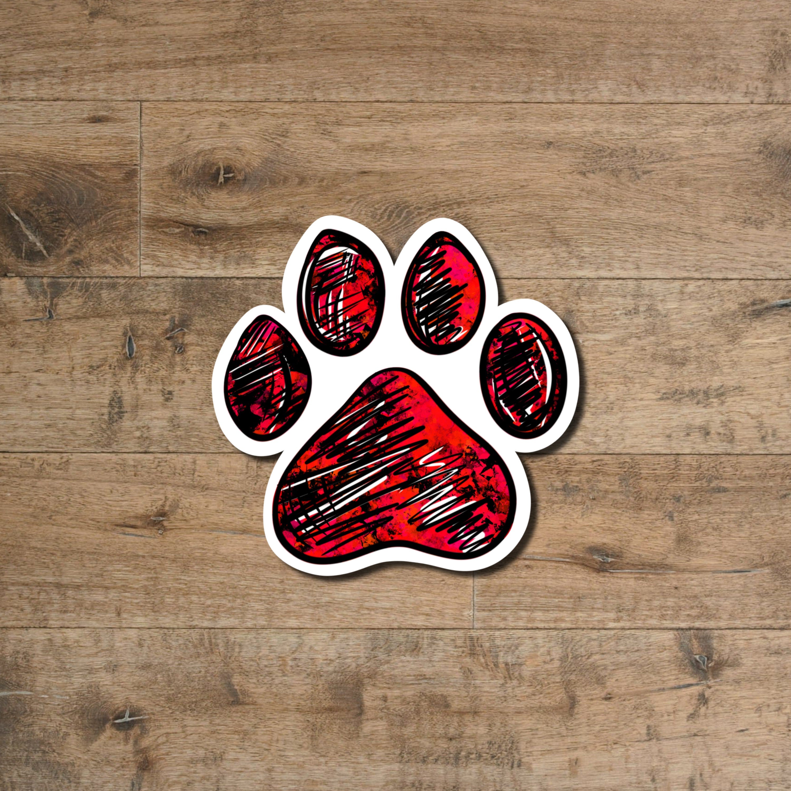 Red paw print sticker - waterproof vinyl decal for laptops, notebooks, tumblers, and more