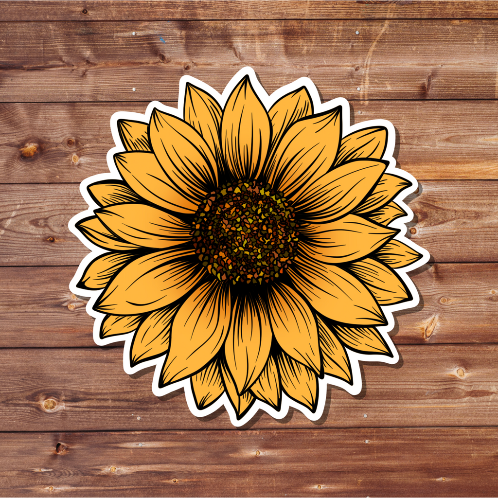 Sunflower Vinyl Sticker | Cute Floral Decal | Waterproof Car Laptop Sticker | Aesthetic Nature Sticker | Gift for Plant Lovers