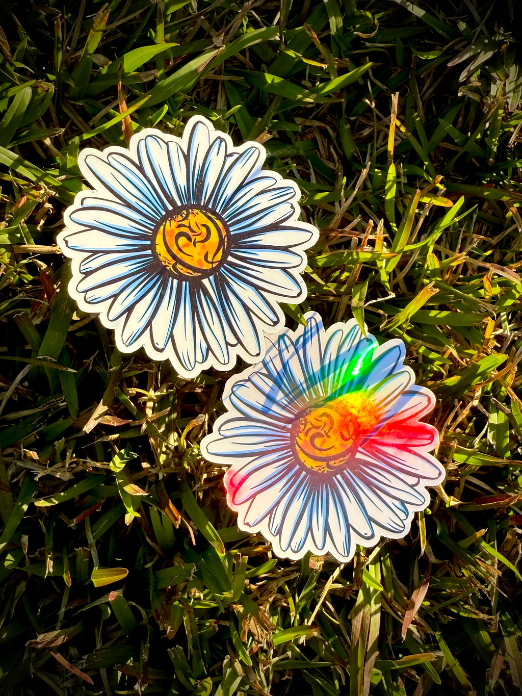White Daisy Sticker with Blue Accents | Floral Vinyl Decal | Nature Gift