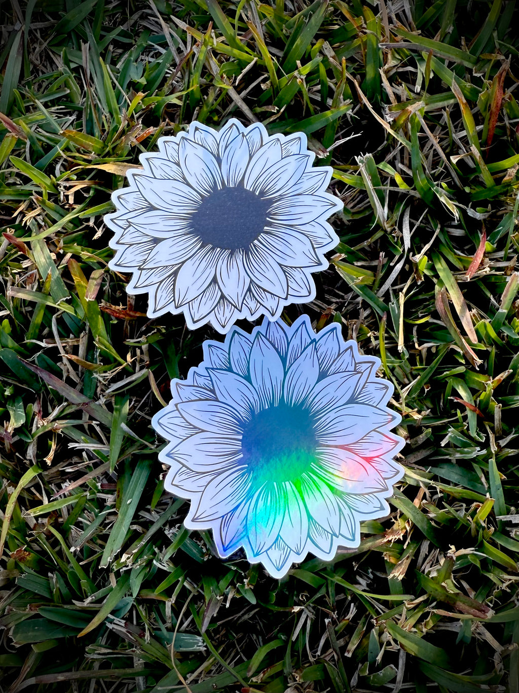 Black & White Sunflower Sketch Sticker | Minimalist Floral Decal | Hand Drawn Style