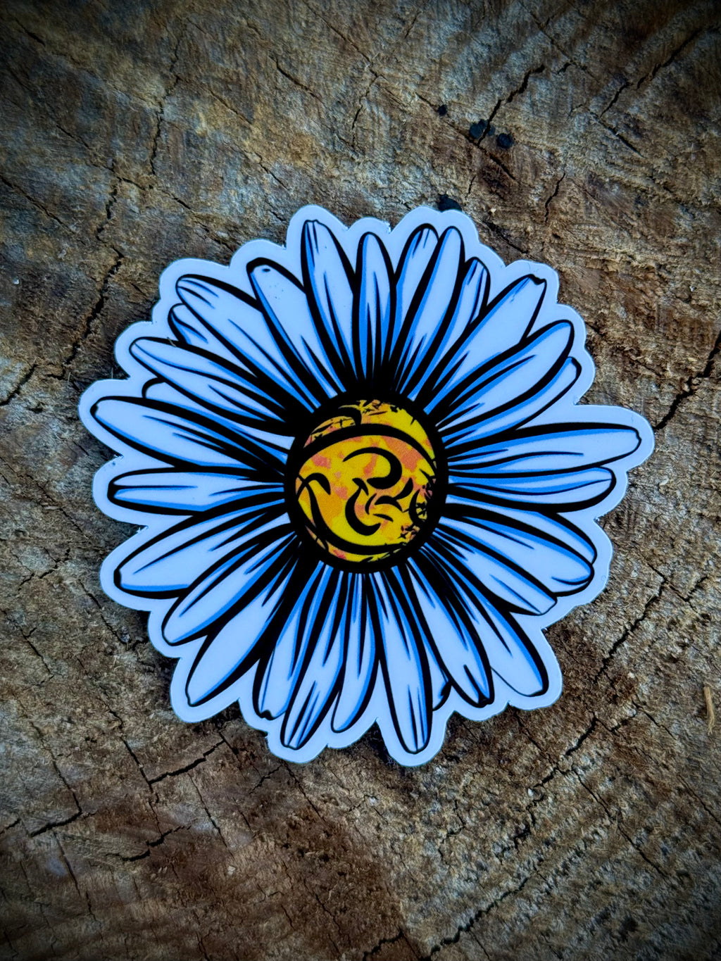 White Daisy Sticker with Blue Accents | Floral Vinyl Decal | Nature Gift